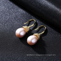 Elegant 18K Gold Plated Sterling Silver Freshwater Pearl Drop Earrings